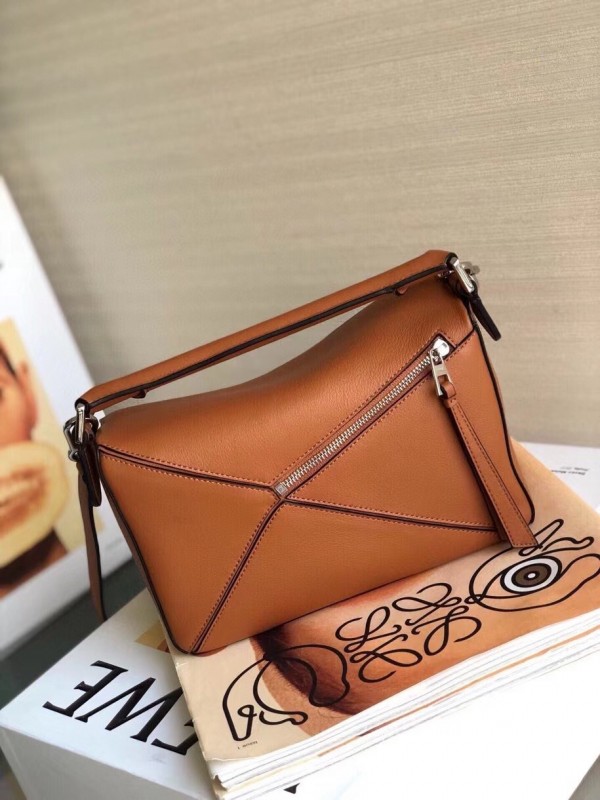 Loewe Small Puzzle Bag In Brown Calfskin Leather Replica