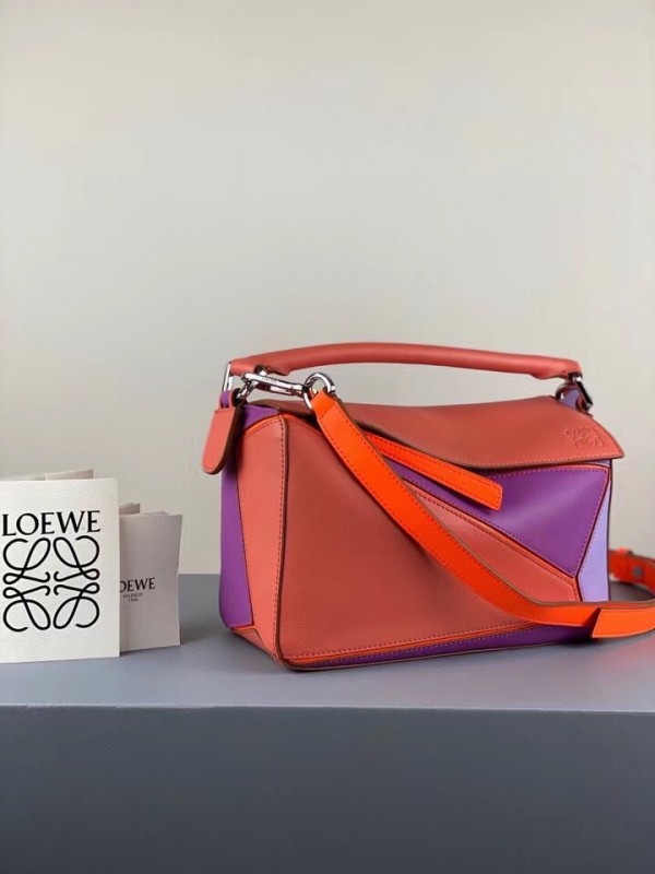 Loewe Small Puzzle Bag In Grapefruit Mauve Lilas Calfskin Replica