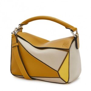 Loewe Small Puzzle Bag In Ochre Yellow Beige Calfskin Replica 1