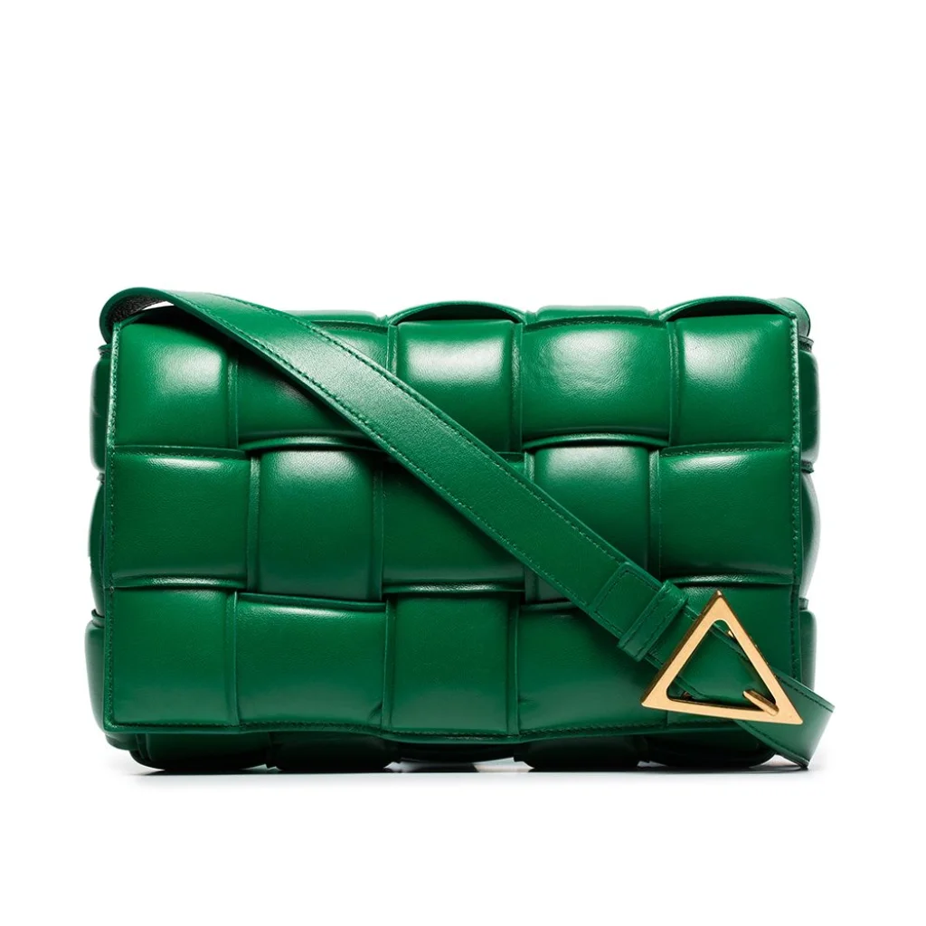 Bottega Veneta Padded Cassette Bag In Green Lambskin