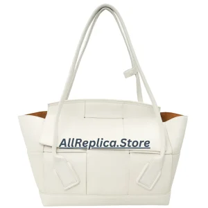 Bottega Veneta Arco Medium Tote In White Intrecciato Lambskin