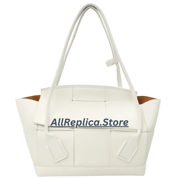 Bottega Veneta Arco Medium Tote In White Intrecciato Lambskin