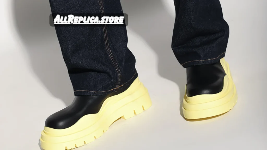 Bottega Veneta Tire Chelsea Boots Yellow Outsole